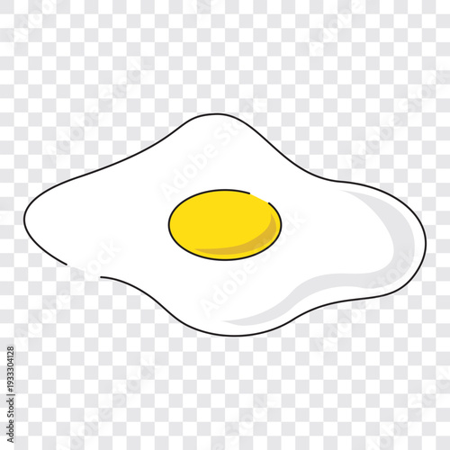 Cooked fried egg with yolk and egg white flat color vector icon for food apps and websites. EPS 10.