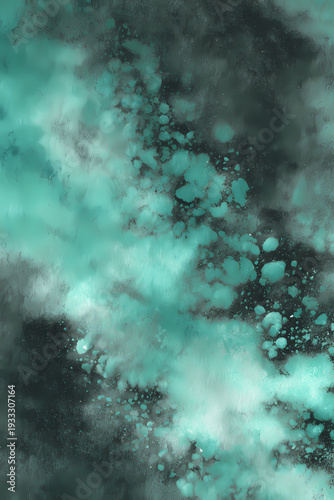 Charcoal and Jade Grain with Soft Mint Light Spots Background