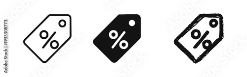 Price Tag with Percentage Icon Set - Discount and Sale Symbols