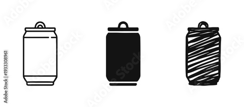 Beverage Drink Can Icon Set - Soda and Refreshment Container Symbols