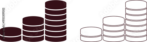 A set of brown and white cylindrical objects isolated on transparent background