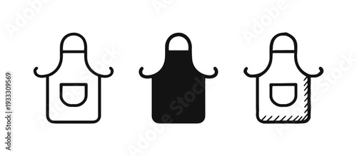 Apron Icons Set: Outline, Solid, and Hand-Drawn Styles for Cooking and Crafting