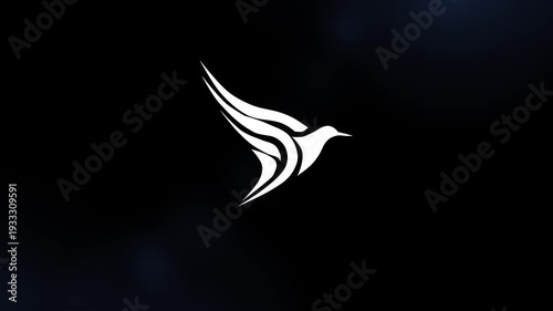 Bird logo animation with 3D rendering.