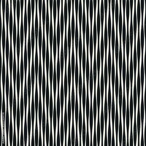 Vector seamless pattern. Abstract пущьуекшс striped zigzag texture. Modern moire monochrome background.	