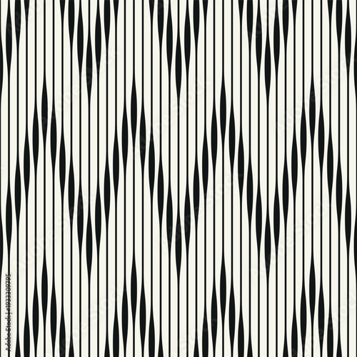 Vector seamless pattern. Abstract пущьуекшс striped zigzag texture. Modern moire monochrome background.	