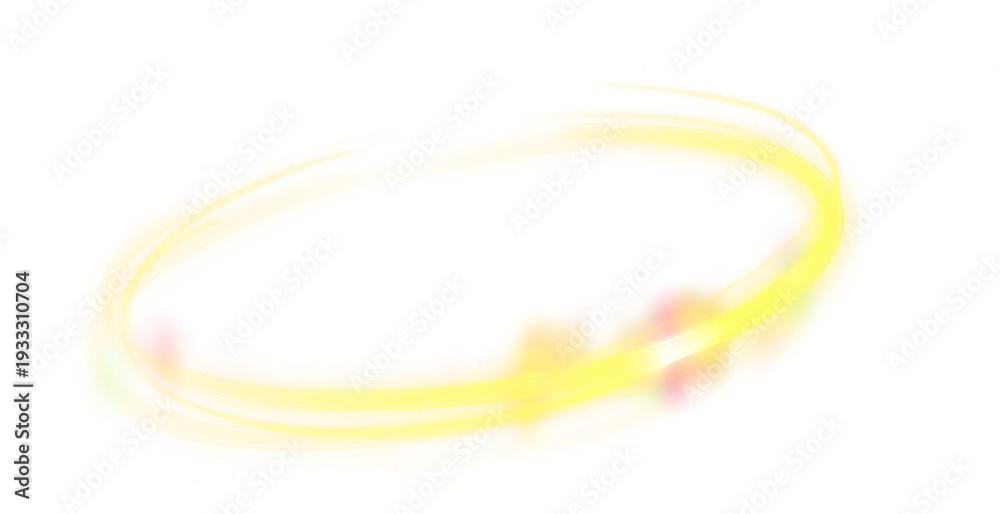Naklejka premium Abstract golden glowing light ring with magic sparkles and motion blur png