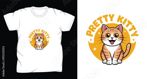 cat graphic vector art t shirt design print template