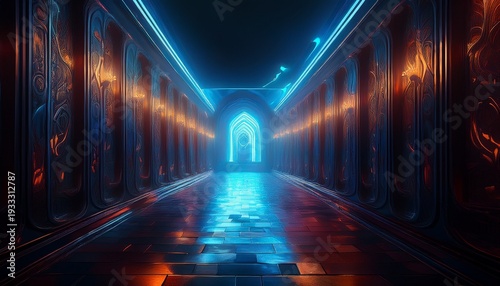 dark glowing hallway