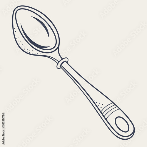 Contemporary spoon sketch featuring textured handle grip and sleek silhouette for industrial product design and catering service branding vector art