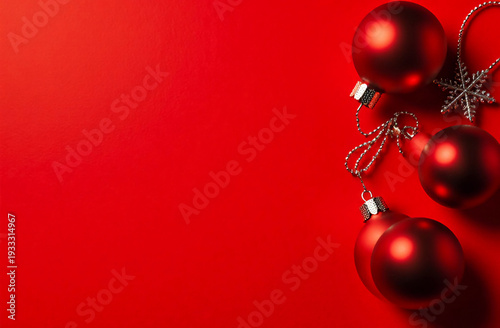 Wallpaper Mural Shiny red Christmas balls are arranged on a bold red background, symbolizing the spirit of the holiday season. Their glossy surfaces reflect warmth and cheer, inviting festive joy Generative AI Torontodigital.ca