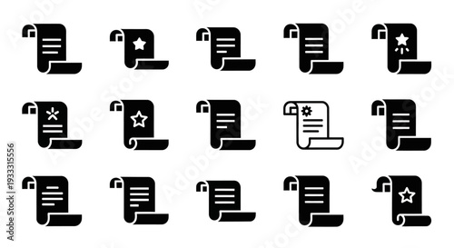 Collection of document icons representing various file types and statuses displayed in a grid pattern