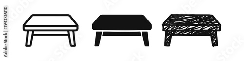 Ottoman or Bench Stool Icon Set for Modern Interior Design