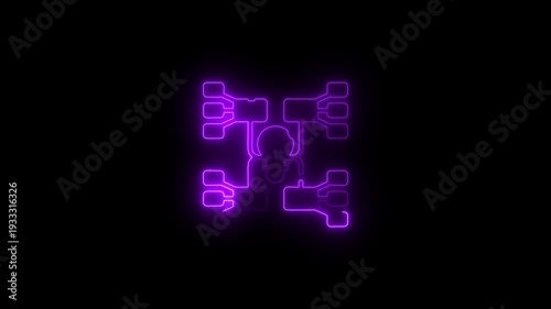 Neon Purple Glowing Network Connections Huddle Meeting Communication Teamwork Concept