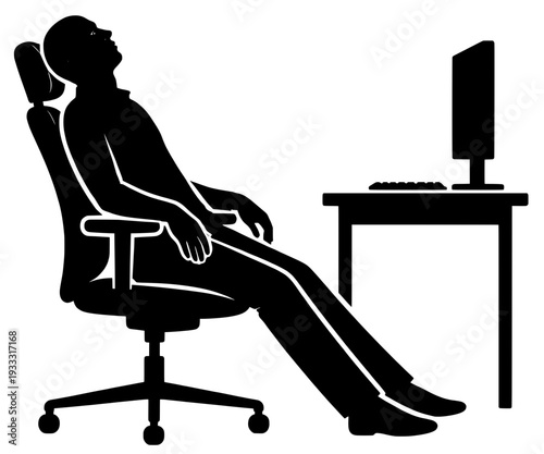 Seated Body Scan Relaxation - Office Chair Mindfulness Rest Wellness Silhouette
