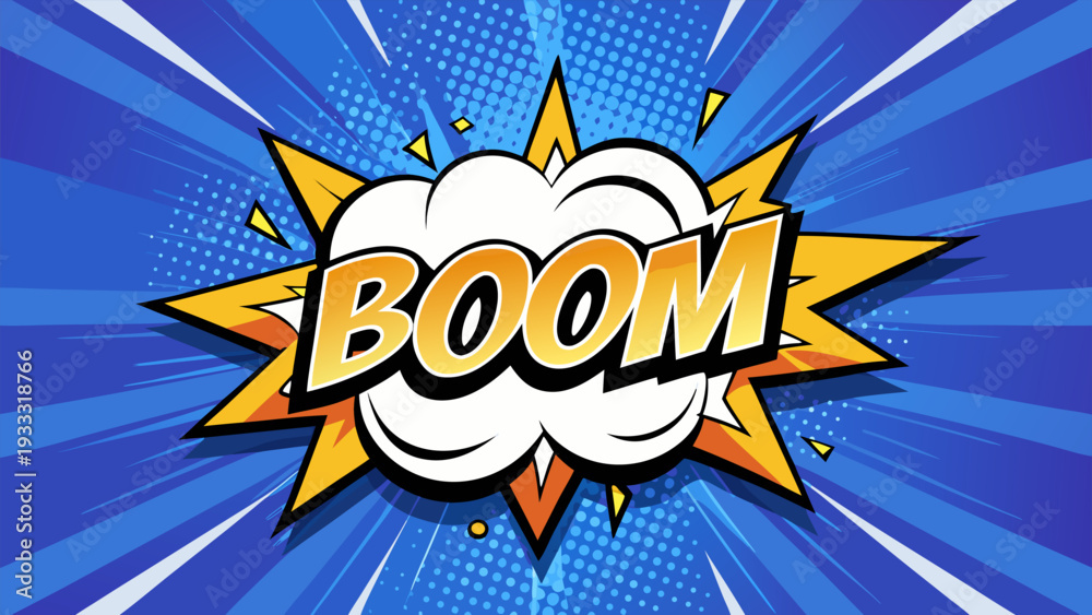 Fototapeta premium Empty comic speech bubble on blue pop art background with lightning bolts.eps
