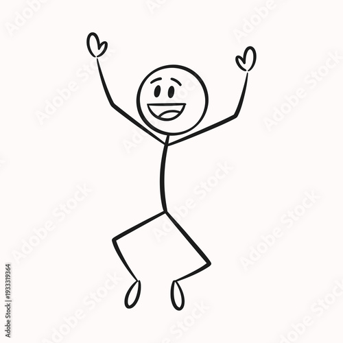 Wallpaper Mural Happy Stick Figure Jumping with Joy. Torontodigital.ca