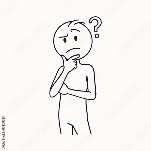 Man with Confused Expression and Question Mark.