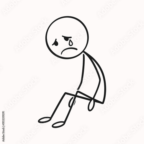 Sad Person Crying with Frowning Face.