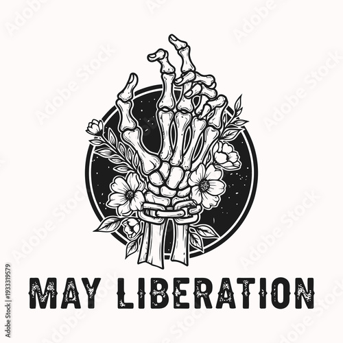 Wallpaper Mural Fist with Flowers and Liberation Text. Torontodigital.ca