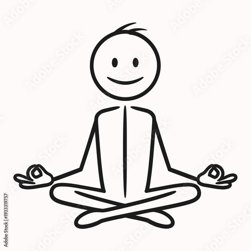 Simple Line Drawing of Person Meditating.