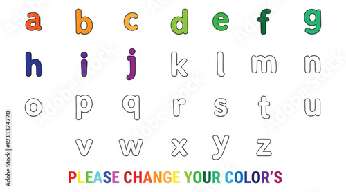 Multicolored alphabet letters with color change request