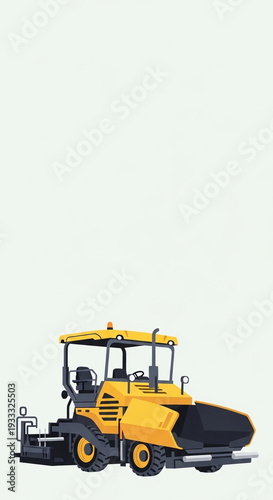 Asphalt Paver Machine Icon in Yellow for Construction Projects, Engineering Websites, Machinery Blogs, Industrial Design, and Heavy Equipment Awareness
