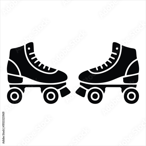 Retro roller skates silhouette on a white background Adobe Illustrator Artwork