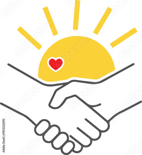 Handshake under a heartwarming sun