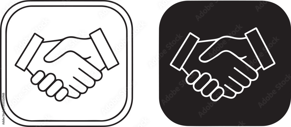 Fototapeta premium Handshake icons in black and white