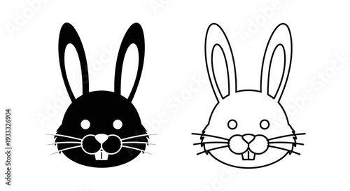 Rabbit faces black and white Vector