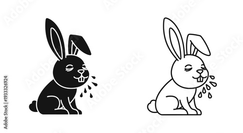 Sneezing rabbits illustrations Vector