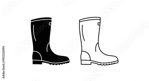 Black and white rain boots Vector