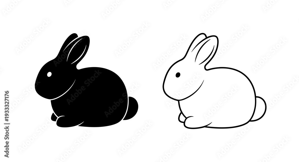 Obraz premium Black and white rabbits Vector