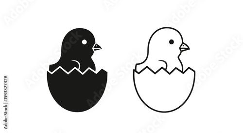 Hatching chicks black white Vector
