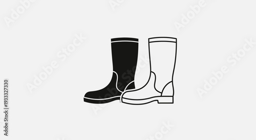 Black and white boots illustration Vector