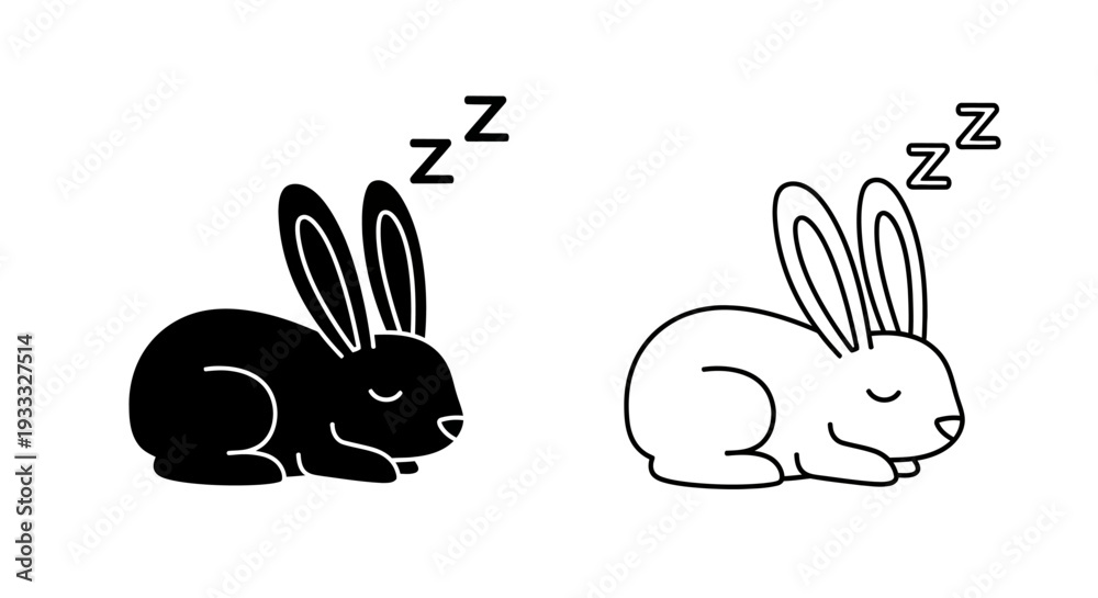 Obraz premium Sleeping rabbits black white Vector