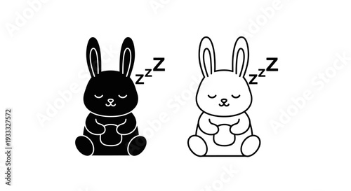 Sleeping rabbits cartoon Vector