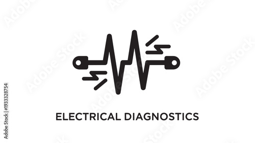 A black electrical diagnostics logo featuring a stylized heartbeat line with plug connectors on a white background, representing technology and repair services.