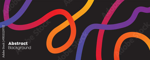 Vibrant abstract art with colorful swirling lines on black background