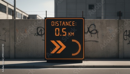Digital Signage Displays Distance Information With Arrows and Progress Indicator On Roadside