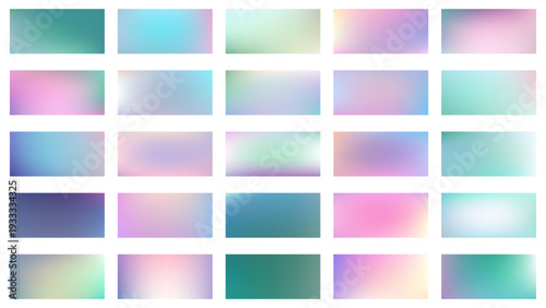 Swatch iridescent gradient with glossy holographic texture and luminous pastel spectrum. Trendy abstract vector backdrop for presentations, covers and creative branding.