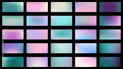 Swatch iridescent gradient with glossy holographic texture and luminous pastel spectrum. Trendy abstract vector backdrop for presentations, covers and creative branding.