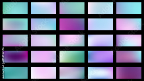 Swatch iridescent gradient vector background with holographic shimmer and smooth color transition. Modern abstract design for branding, web banners and digital projects.