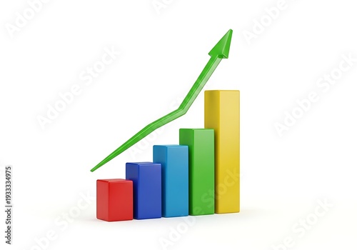 Wallpaper Mural A green arrow rises above a multicolored bar graph Torontodigital.ca