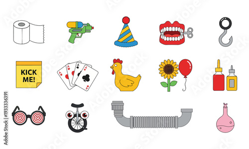 April fools day pranks and humor funny illustrations and symbols