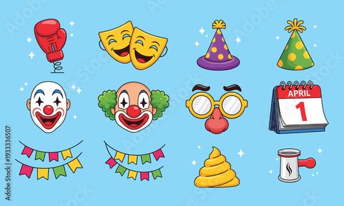 April fools day funny cartoon illustrations and clipart for pranksters