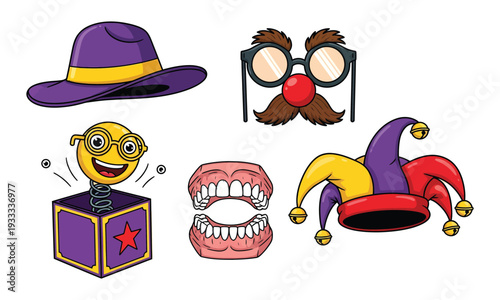 April fools day prankster props and accessories illustration