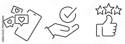 customer satisfaction feedback review rating icon set quality service vector