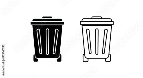 Trash cans black and white Vector