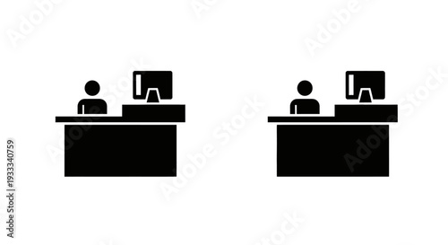 Two people working at desks with computers Vector